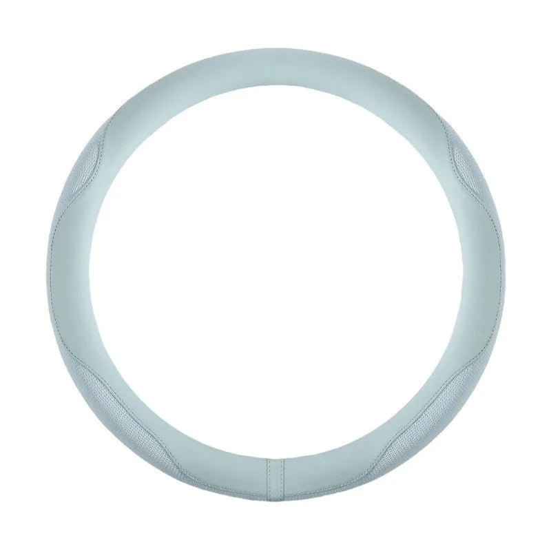 Summer Ice Silk Steering Wheel Cover – Breathable, Anti-Slip, Sweat-Absorbing Handle Set for All-Season Comfort - Delicate Leather  
