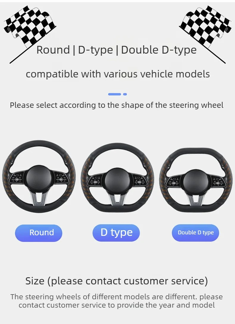Luxury Leather Steering Wheel Cover – Non-Slip Universal 38cm Interior Accessory - Delicate Leather  