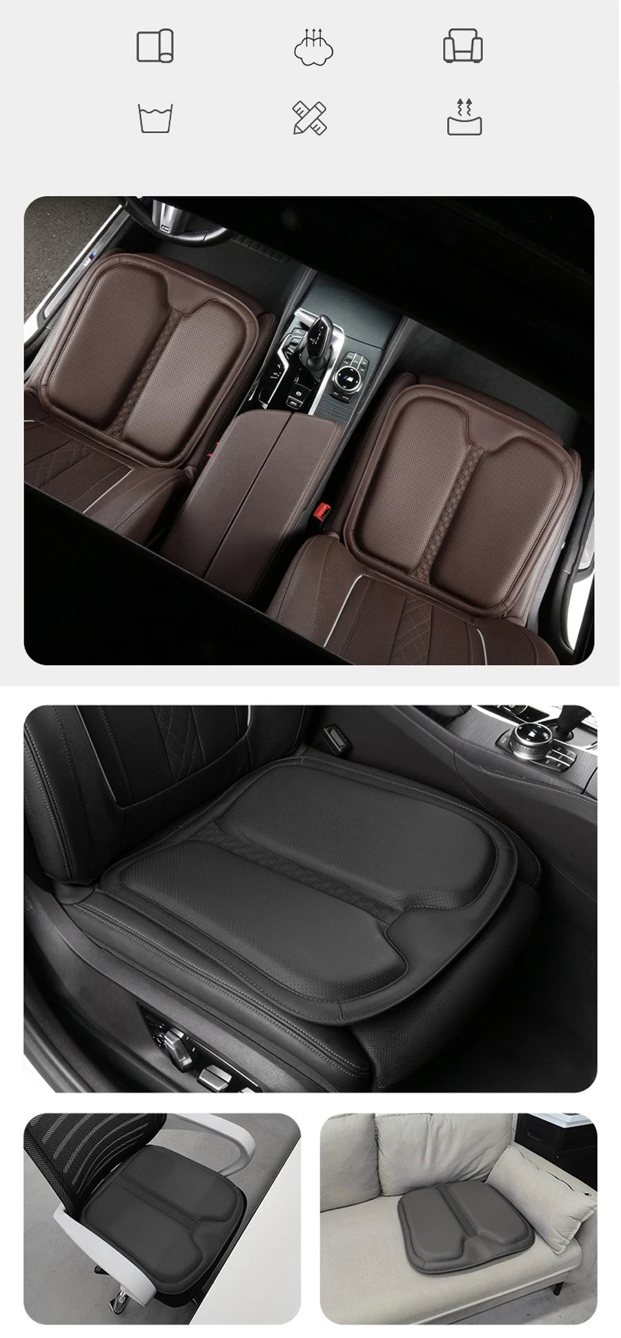 NAPPA Leather Car Seat Cushion Memory Foam, Soft Leather, Seat Booster Cover Protector, Universal Fit for All Vehicles