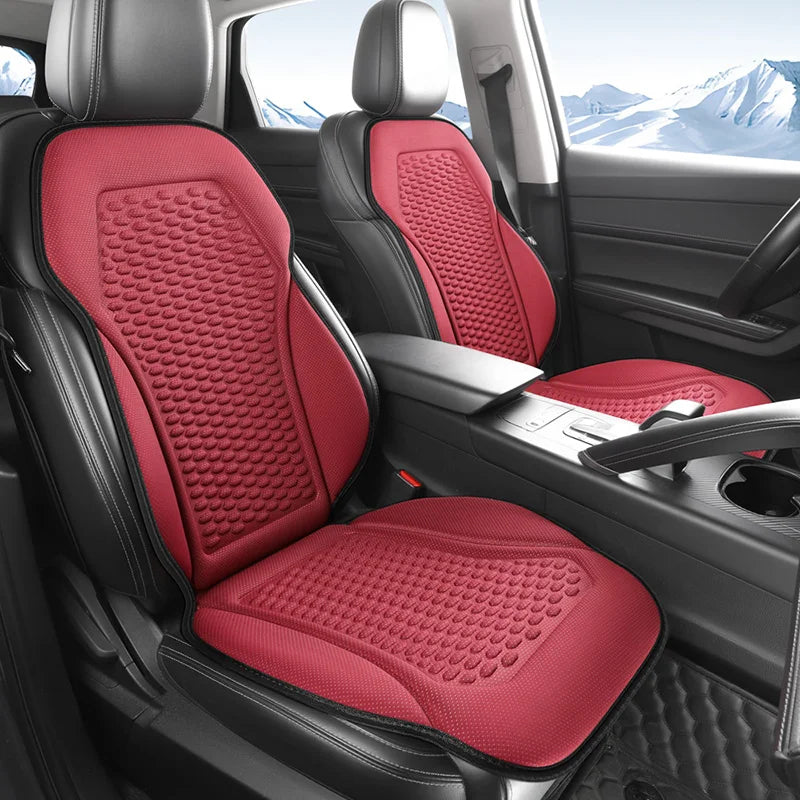 3D Textured Ice Silk Car Seat Cushion – Dual Front Seat Cooling Pads, Breathable Summer Comfort, Easy Installation, No Straps Needed - Delicate Leather  