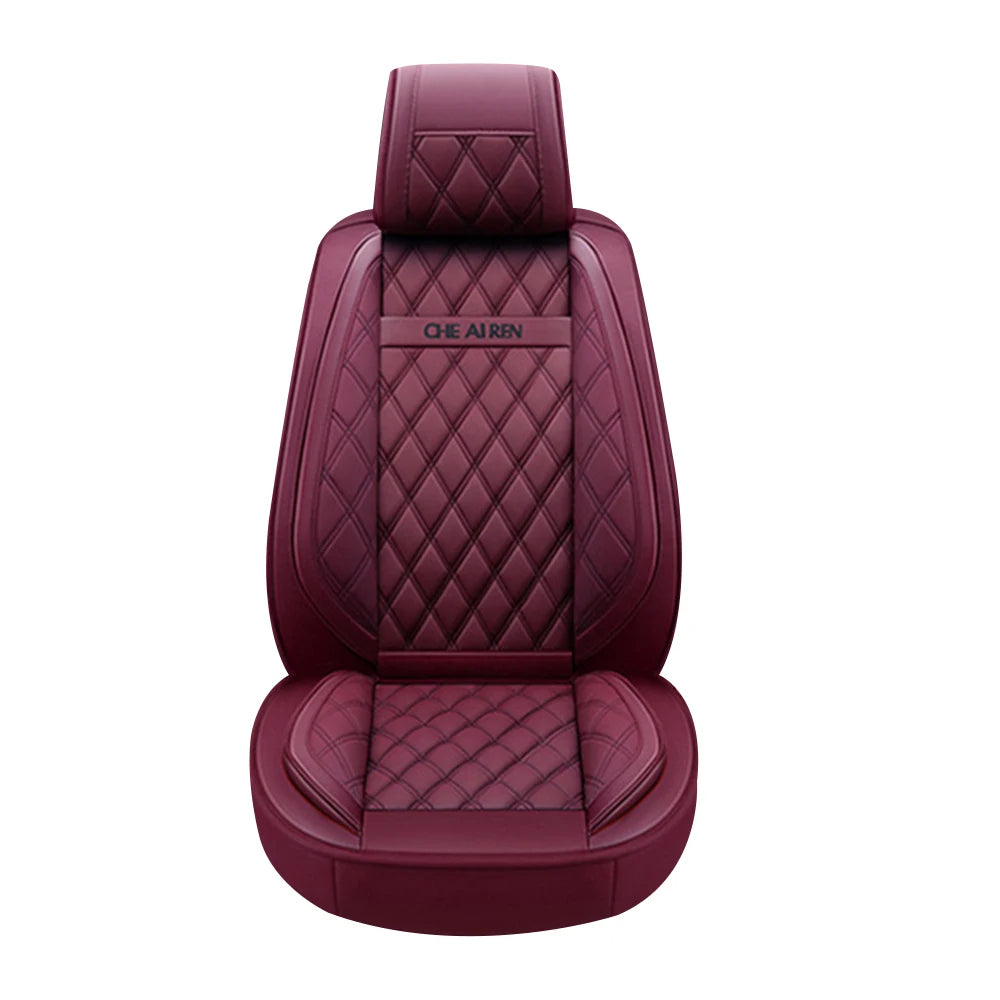 Full Set Waterproof PU Leather Car Seat Covers – Burgundy, High Back for Front and Rear Split Bench