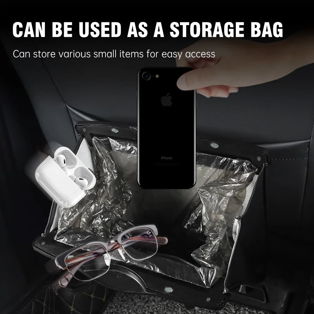 Car Back Seat Hanging Trash Bag – Portable Garbage Storage Pocket for Vehicle Interior Organization - Delicate Leather  