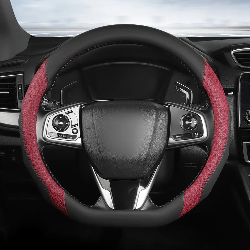 Nappa Leather Steering Wheel Cover – Anti-Slip Universal O/D Type Interior Accessory - Delicate Leather  