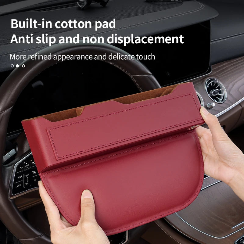 Car Seat Gap Organizer – Multifunctional Storage Box for Wallet, Keys, Phone & Cup - Delicate Leather  