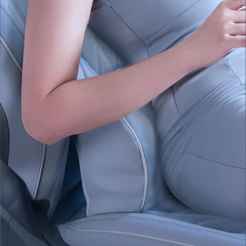 Universal Memory Foam Car Headrest and Lumbar Support Set – Breathable Neck & Back Cushion for All-Season Comfort - Delicate Leather  