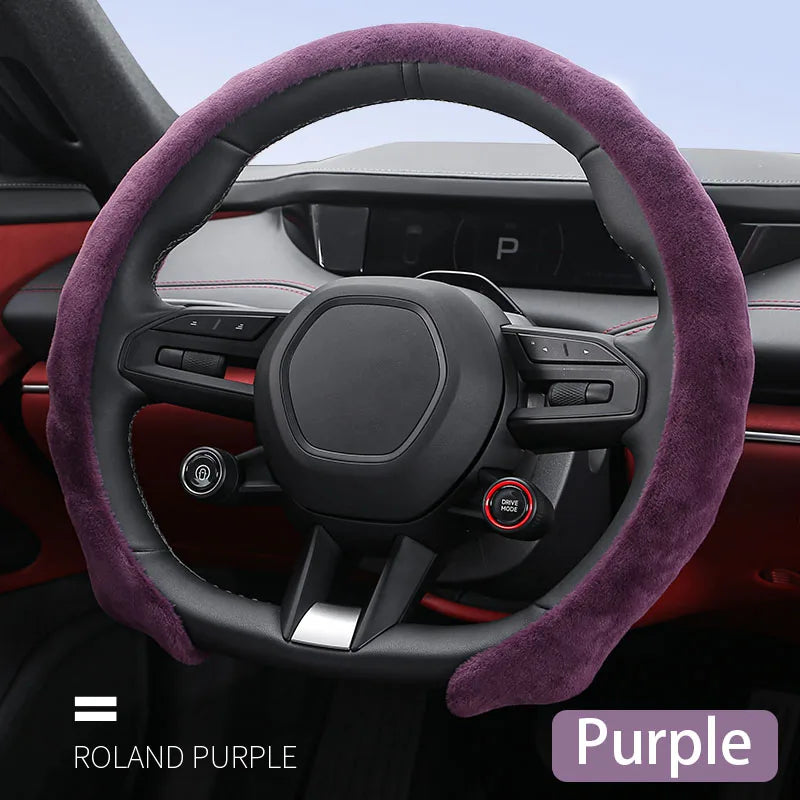 5D Short Plush Steering Wheel Cover – Breathable Ultra-Thin Anti-Slip Universal Fit - Delicate Leather  