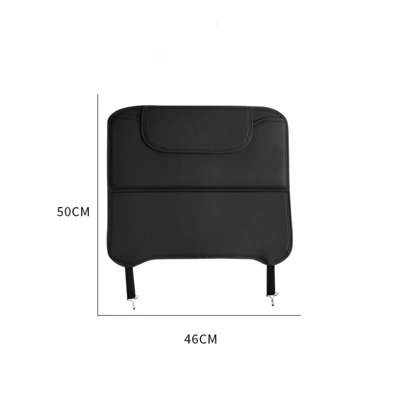 PU Leather Car Anti-Kick Pad – Backseat Organizer, Waterproof Anti-Scratch Seat Back Protector with Storage Pocket - Delicate Leather  