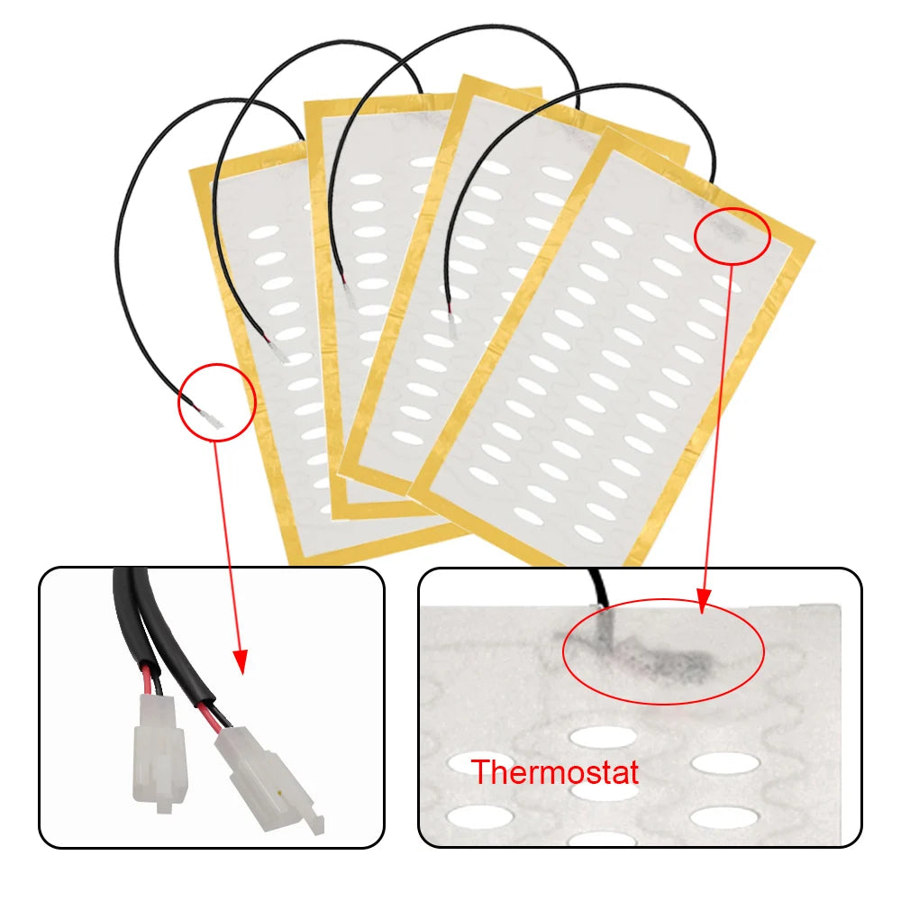 12V Car Seat Heater Kit – Alloy Wire Heating Pads with HI/LO Round Switch, Universal Fit for 1 Seat - Delicate Leather  