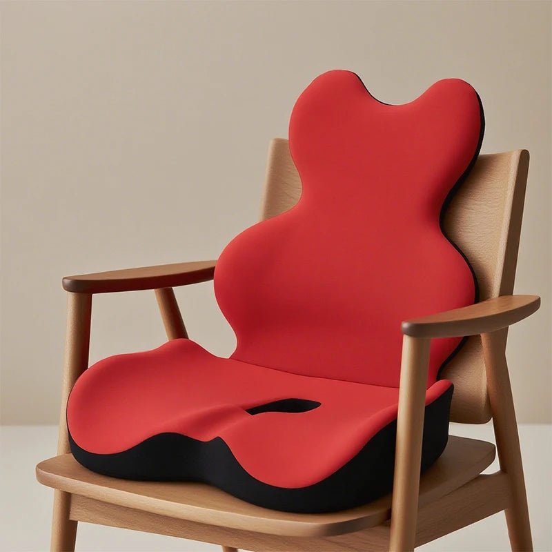 L-Shape Car Seat Lumbar Support Cushion – Ergonomic Memory Foam Backrest Pad, Universal Chair Support for Car and Office - Delicate Leather  