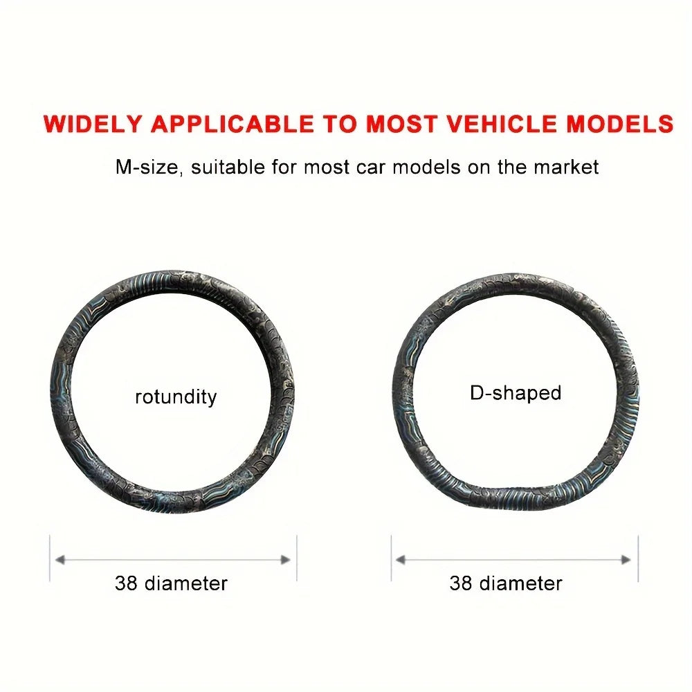 Brocade Embroidered Steering Wheel Cover – Retro Non-Slip All-Season Car Interior Accessory - Delicate Leather