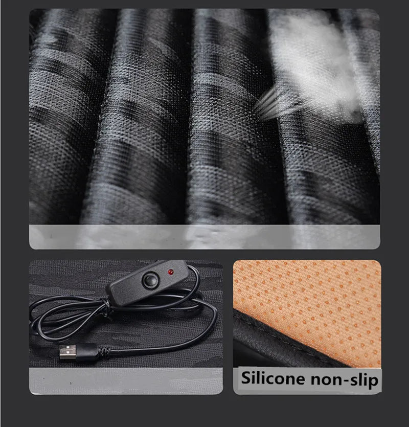 5V USB Heated Seat Cushion – Winter Warmer Anti-Slip Chair Pad for Car, Office & Home (Universal 45×45 cm) - Delicate Leather  