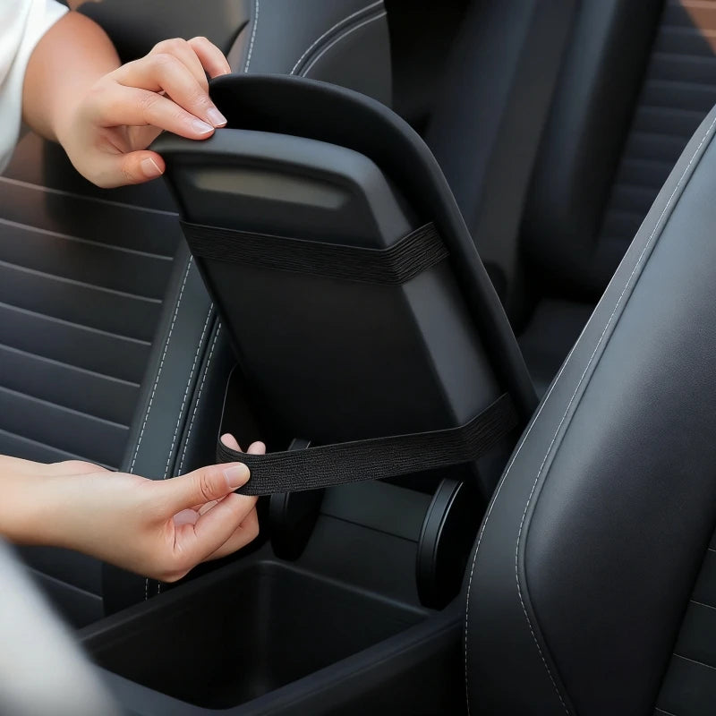 Car Armrest Pad Plush Heightening Cushion for Center Console – Soft Comfort Arm Support Interior Accessory - Delicate Leather  