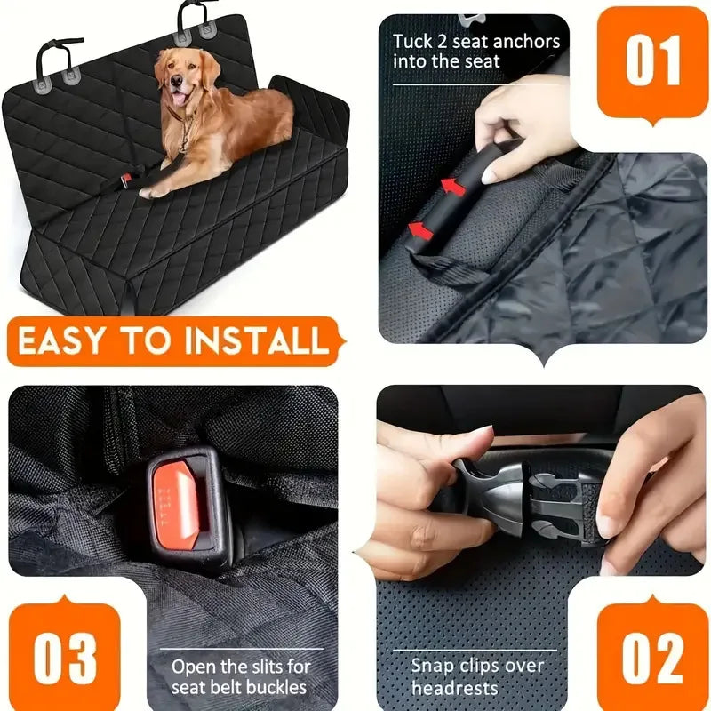 Dog Car Seat Cover – Waterproof Hammock & Travel Mat for Small, Medium & Large Dogs - Delicate Leather  