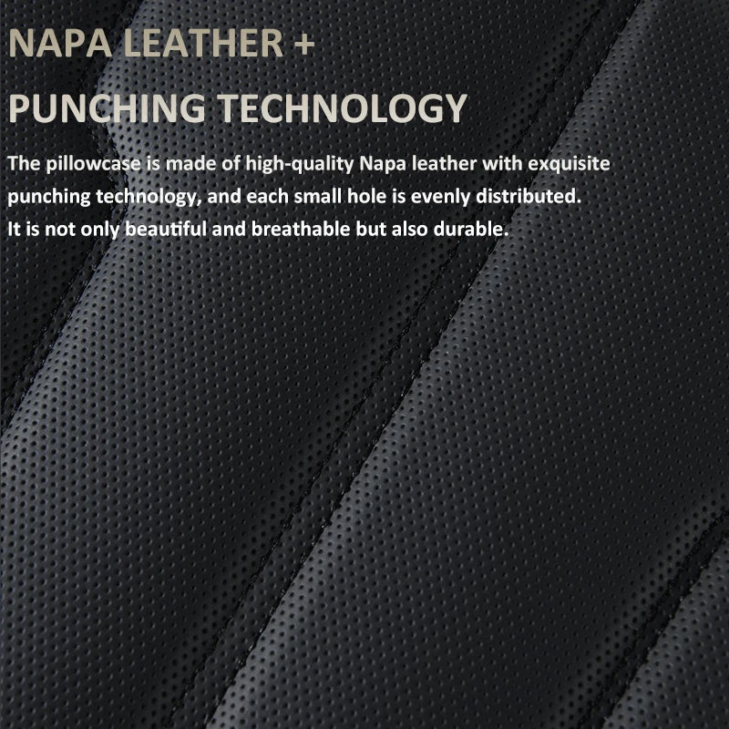 New Car Neck Pillow & Lumbar Support - Breathable Leather Seat Anti-slip Protective Cushion - Business Luxury Car Interior Headrest - Delicate Leather  