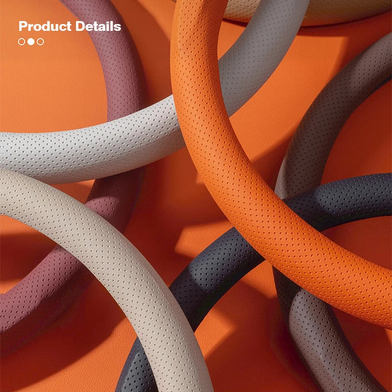 Ultra-Thin Nappa Leather Steering Wheel Cover – Breathable Non-Slip Protector - Delicate Leather  