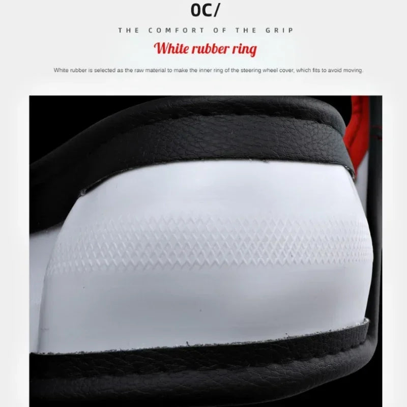 PU Leather Splicing Steering Wheel Cover – Anti-Slip, Wear-Resistant, Four-Season Universal Fit - Delicate Leather  