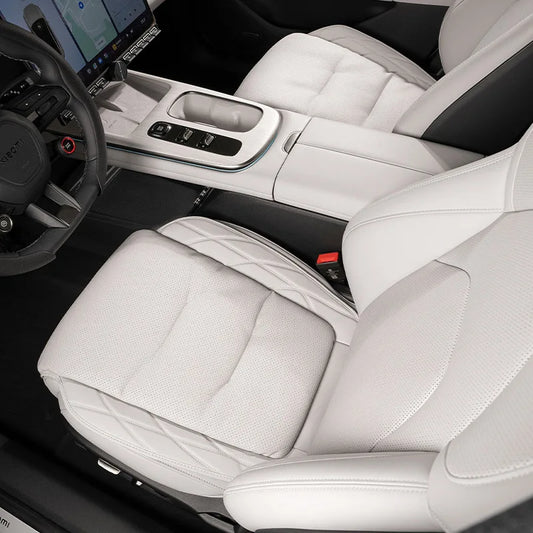 Nappa Leather Car Seat Cushion Protective Auto Seat Cover Pad for Vehicles Universal Fit - Delicate Leather
