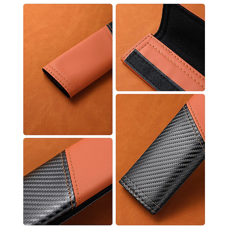 PU Leather Seat Belt Cover – Universal Stitching Shoulder Pad, Soft Protective Seat Belt Cushion for Car Interior - Delicate Leather  