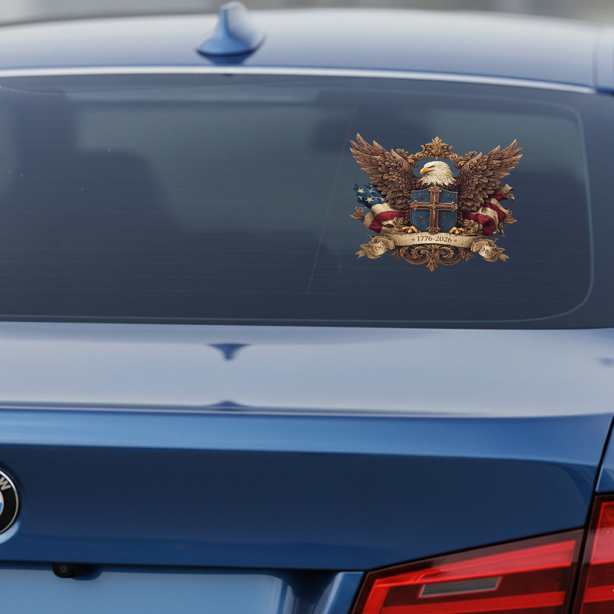 Patriotic Eagle Wings & Cross Decal 1776–2026 – Independence Anniversary Sticker 01 - Delicate Leather  