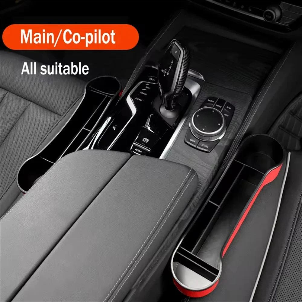 Car Seat Gap Storage Organizer – Seat Crevice Filler Pocket for Phone, Wallet & Small Items - Delicate Leather  