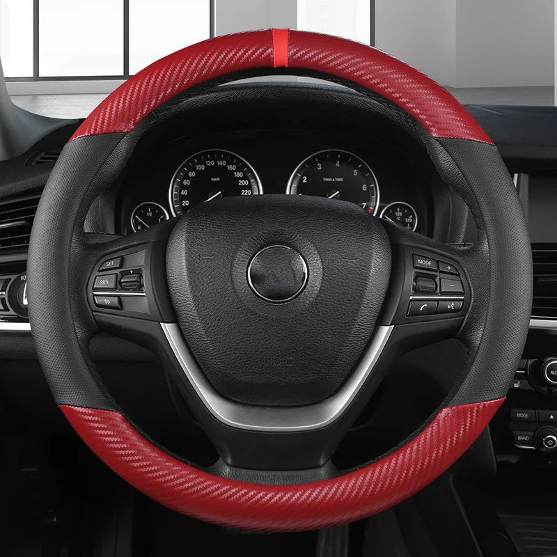 Universal Microfiber Leather Steering Wheel Cover – Breathable Non-Slip 37–38CM Grip - Delicate Leather
