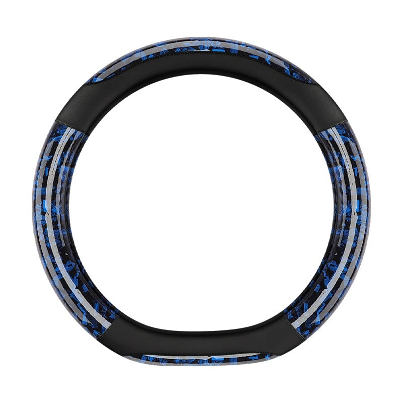 Carbon Fiber & Leather Steering Wheel Cover – 38CM Non-Slip Sport Grip O/D Shape - Delicate Leather