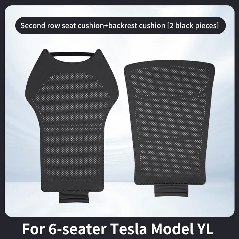 For 6-seater Tesla Model YL Car Seat Cushion Set – Front & Rear Seat Protection Cushions - Delicate Leather