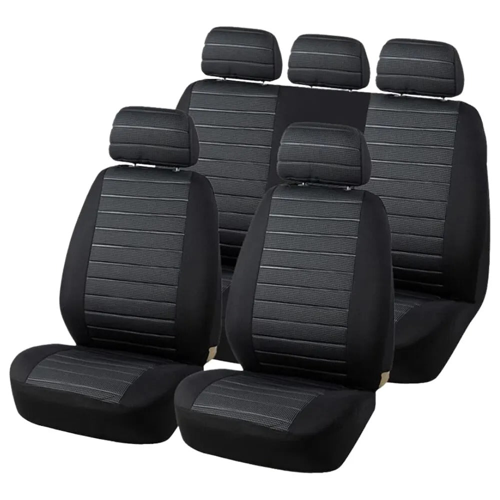 Universal Car Seat Covers Full Set – Breathable Polyester Seat Protectors for Front & Rear Seats - Delicate Leather  