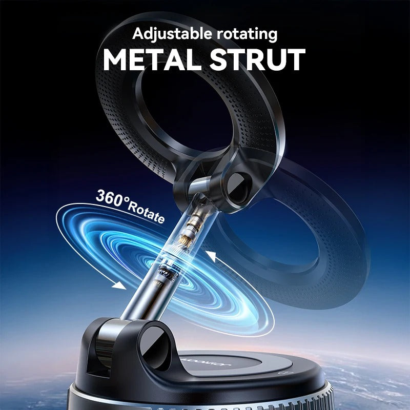 Magnetic Car Phone Holder – 360° Rotatable Suction Cup Mount for Windshield & Dashboard (4.7"–7.0") - Delicate Leather  