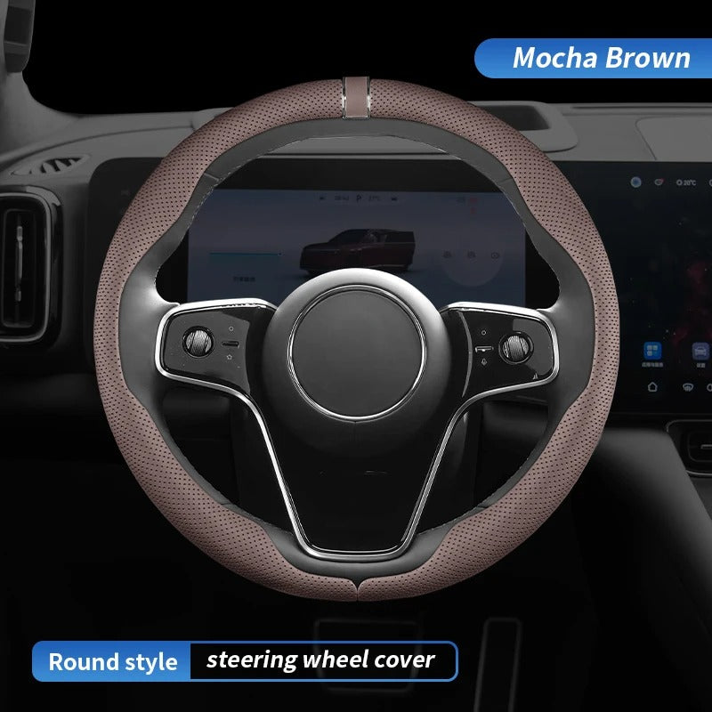 Premium Steering Wheel Cover – Easy Installation, Anti-Slip Universal 38cm Fit - Delicate Leather