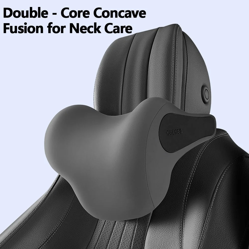 Car Headrest & Lumbar Cushion Set – Memory Foam Neck Pillow and Waist Pad - Delicate Leather