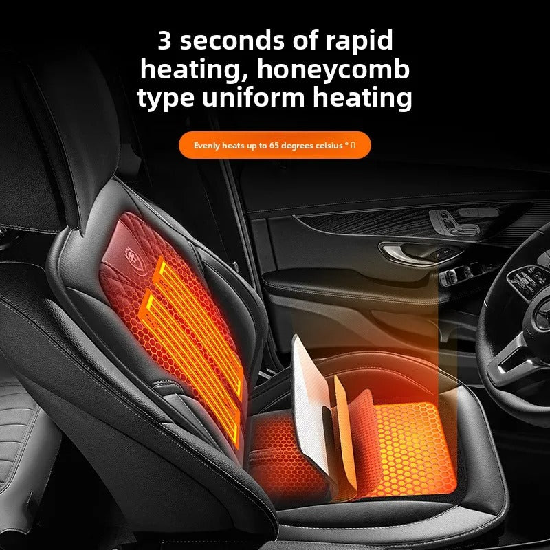 Universal Heated Car Seat Cushion with Graphene Heating – Leather Heated Seat Cover for Winter, Black & Brown - Delicate Leather