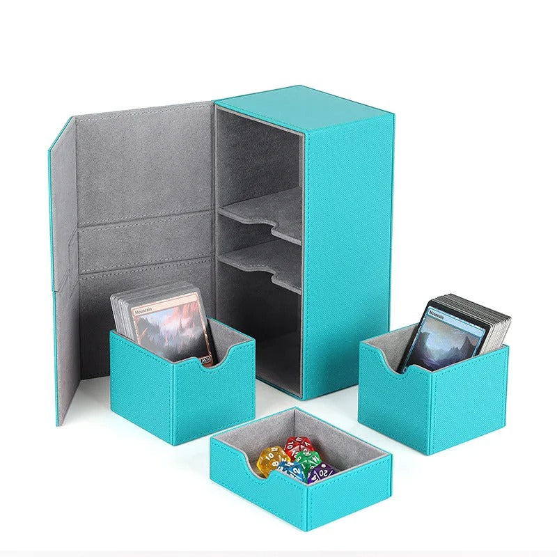 200+ Card Deck Box Organizer Holder Storage for Commander Card Carrying Organizer Case Leather Card Deck Storage Box