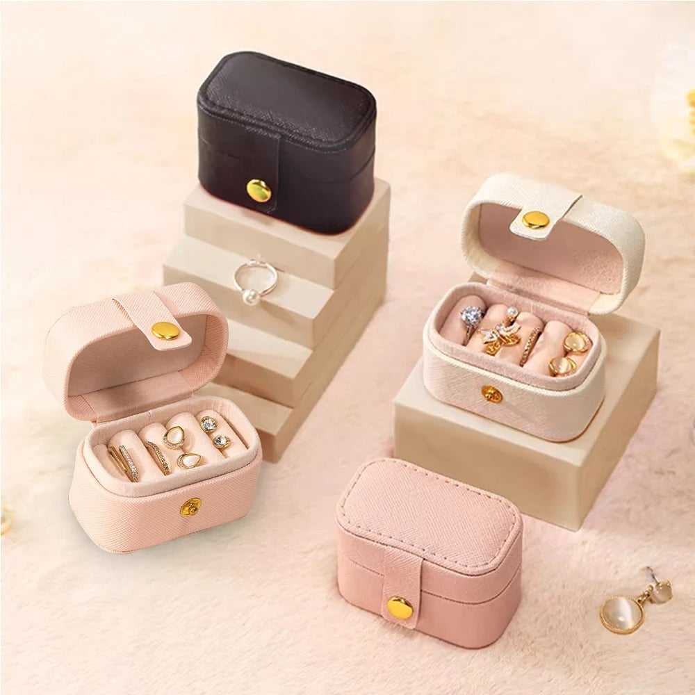 Simple PU Leather Ring Necklace Storage Box