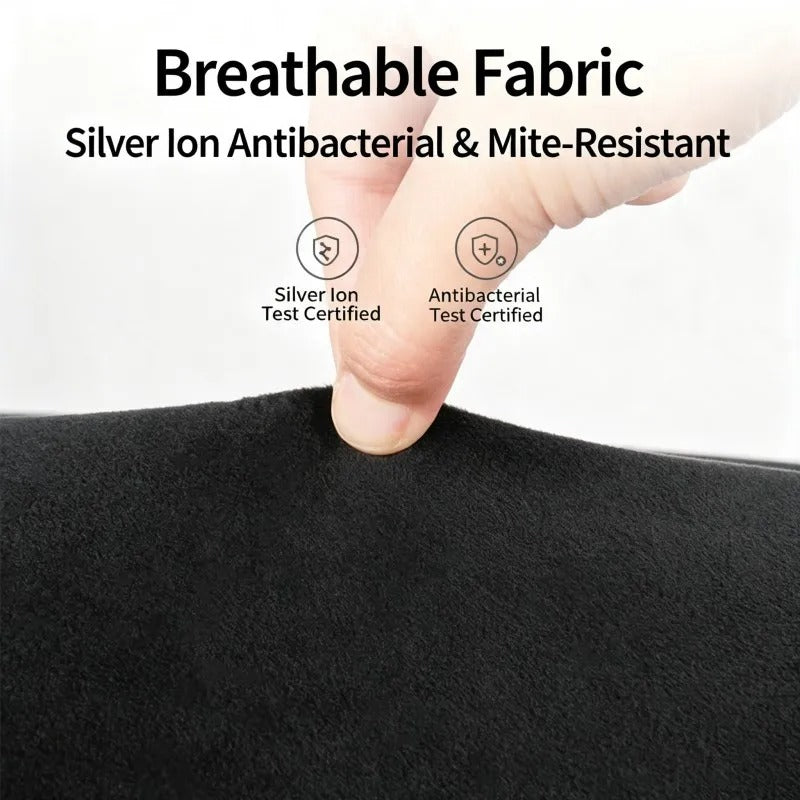 Suede Memory Foam Car Neck & Lumbar Support Pillow Set – Breathable Headrest Waist Cushion for Car Seats - Delicate Leather