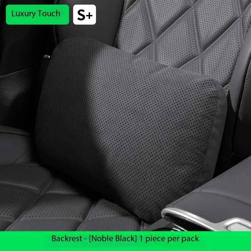 Luxury Suede Car Headrest and Lumbar Cushion Set – Breathable All-Season Support Pillows for Vehicle Seats - Delicate Leather  