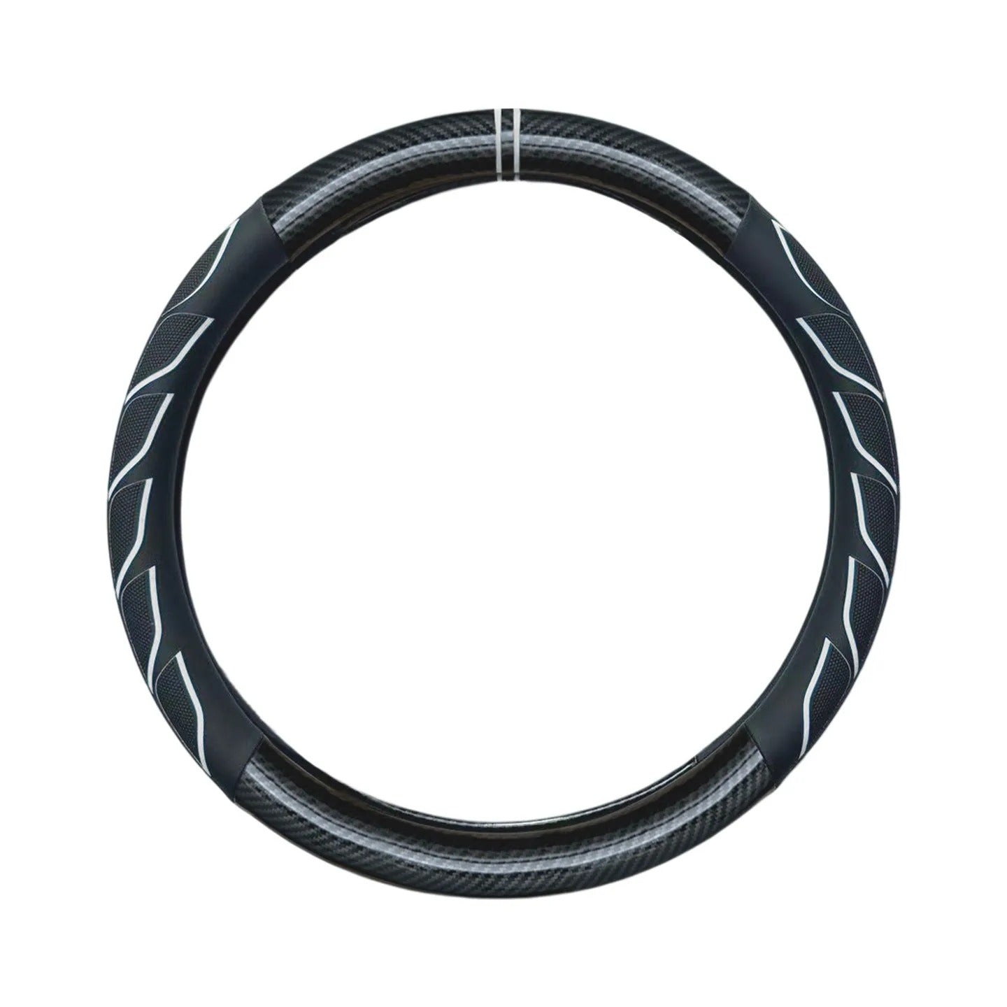 Carbon Fiber & Nappa Leather Steering Wheel Cover – Universal 38cm O/D Shape Anti-Slip Grip - Delicate Leather