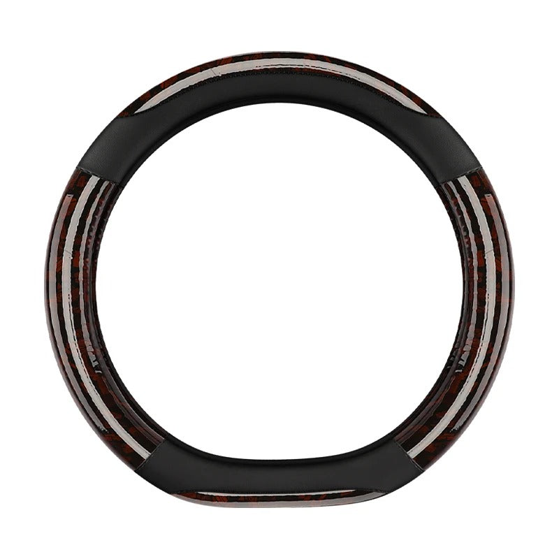 Carbon Fiber & Leather Steering Wheel Cover – 38CM Non-Slip Sport Grip O/D Shape - Delicate Leather