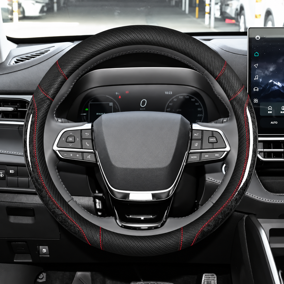 Mahogany Wood Grain Leather Steering Wheel Cover – Custom-Fit Elegant Interior Accessory - Delicate Leather