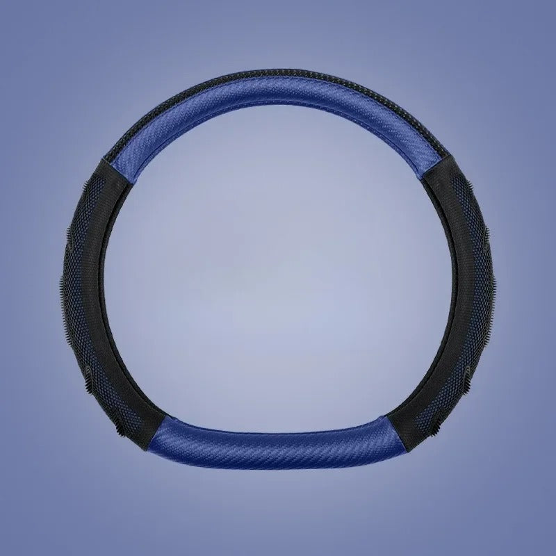 Carbon Fiber Steering Wheel Cover – Universal 38CM O/D Shape Honeycomb Non-Slip Grip - Delicate Leather