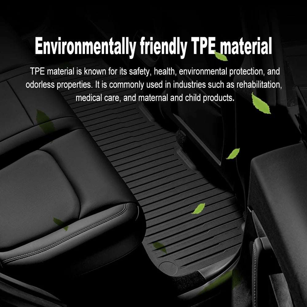 TPE Floor Mats for Tesla Model 3/Y 2019–2025 – Waterproof, Non-Slip All-Weather Car Interior Mats - Delicate Leather  