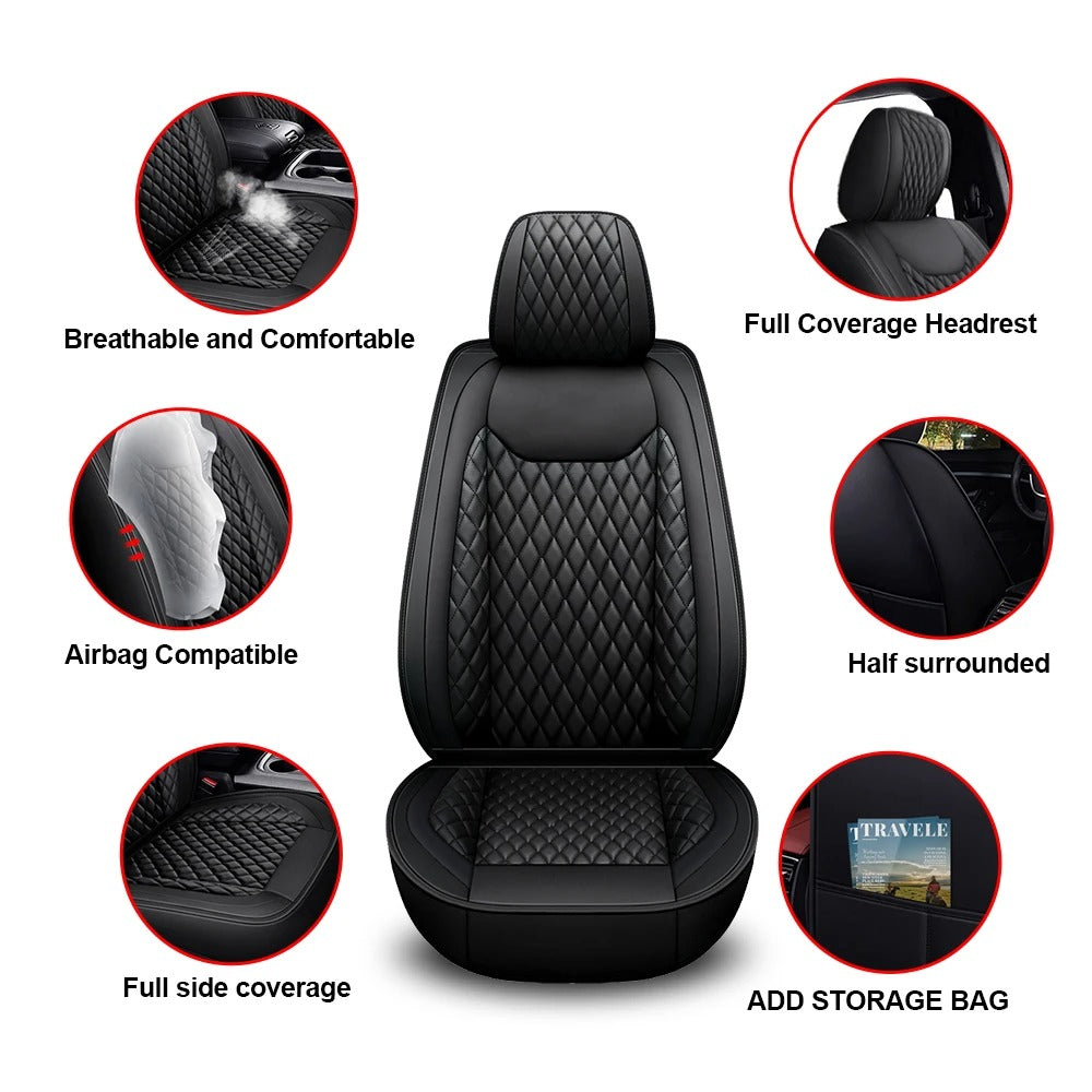 5-Seat PU Leather Car Seat Covers – Full Set for Pickup Trucks (2009–2021 Models)