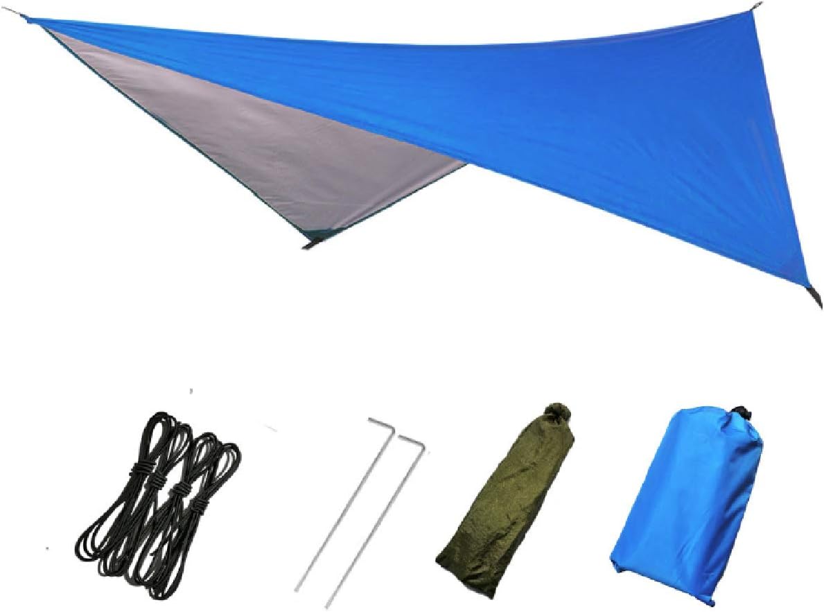 Hammock Camping Tarp Rain Fly, Waterproof Camping Tarp Portable Tent Tarp Premium Backpacking Tarp Sheleter with UV Protection Layer for Camping Hiking Outdoor Beach Backpacking - Included Guy Lines & Stakes