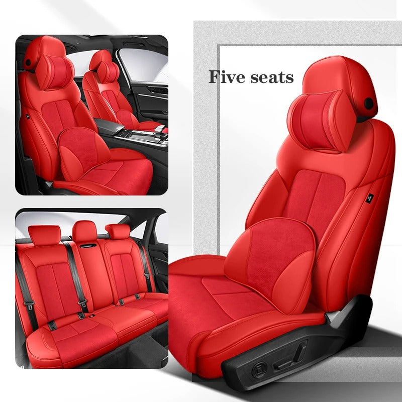Custom Car Seat Cover Car Accessories Leather+Suede - Delicate Leather  