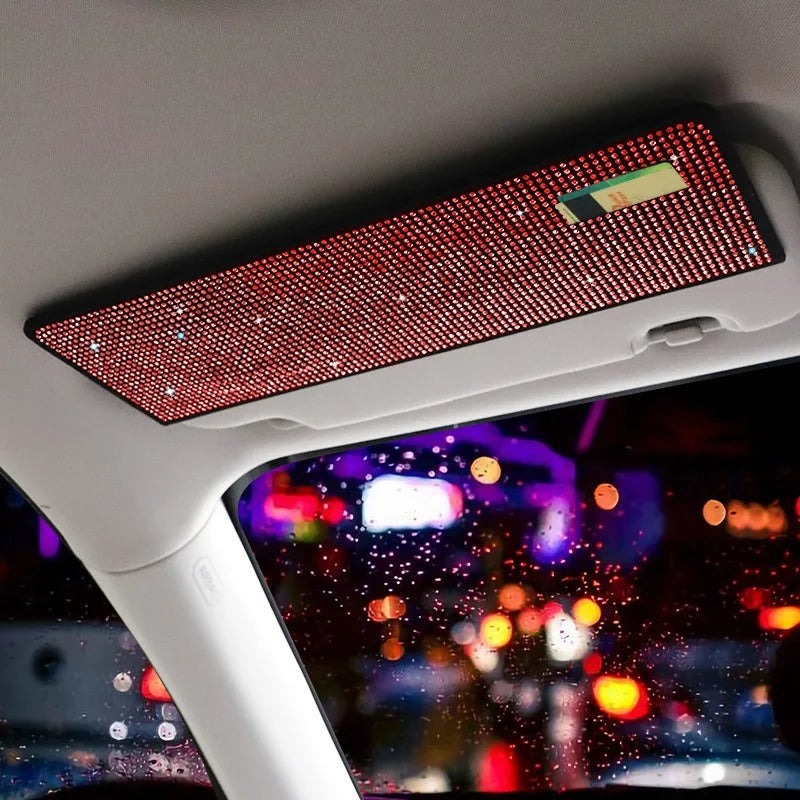 Bling Rhinestone Car Sun Visor Extender – Glare Shield with Card & Ticket Holder