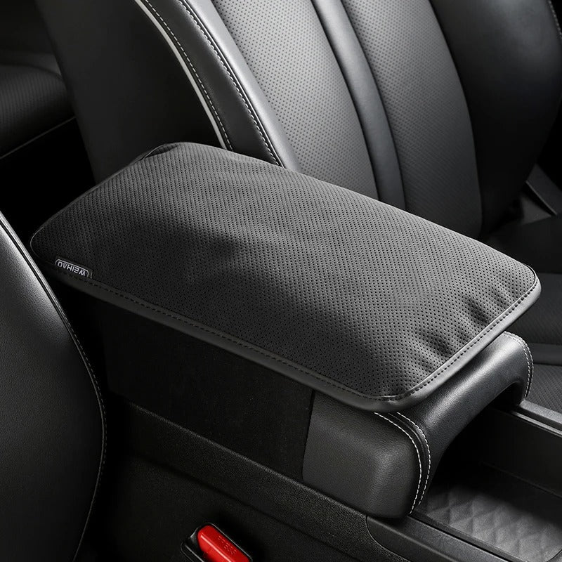 Universal Suede Car Armrest Cushion – Raised Center Console Pad for Comfort and Interior Protection - Delicate Leather  