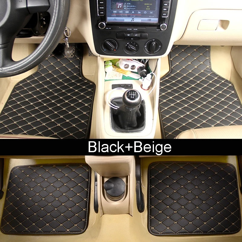 Universal Leather Car Floor Mats – 4-Piece Set with Multi-Layer Design - Delicate Leather