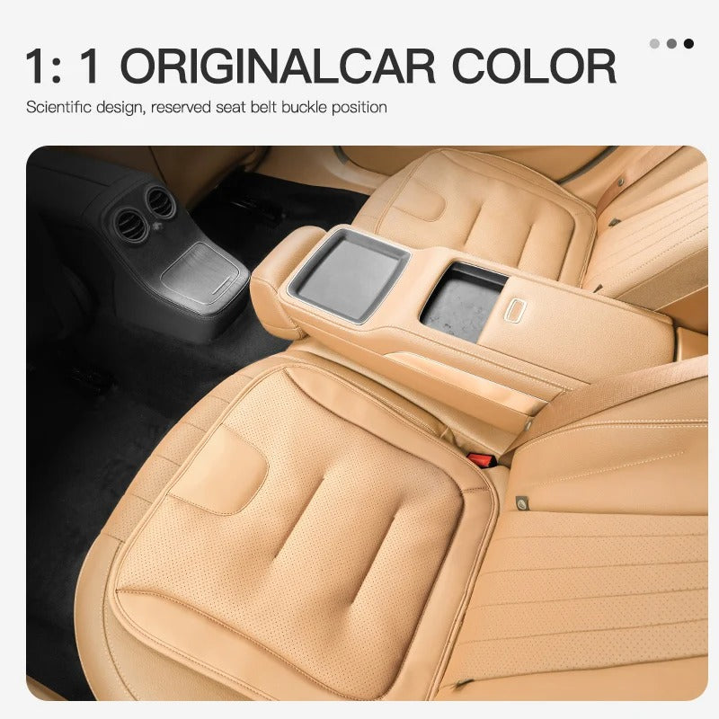 3D Embossed Car Seat Cushion – Universal Nappa-Style Leather Seat Protector for All Seasons - Delicate Leather  
