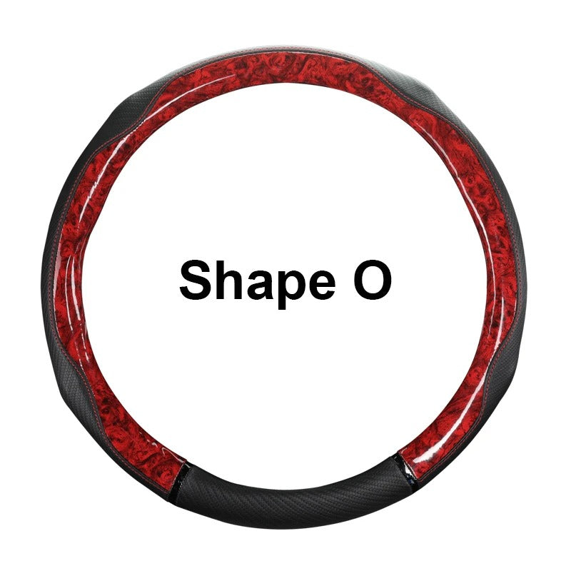 Leopard-Pattern Leather Steering Wheel Cover – Universal 38 cm Fit, Non-Slip, Decorative Car Interior Accessory - Delicate Leather  