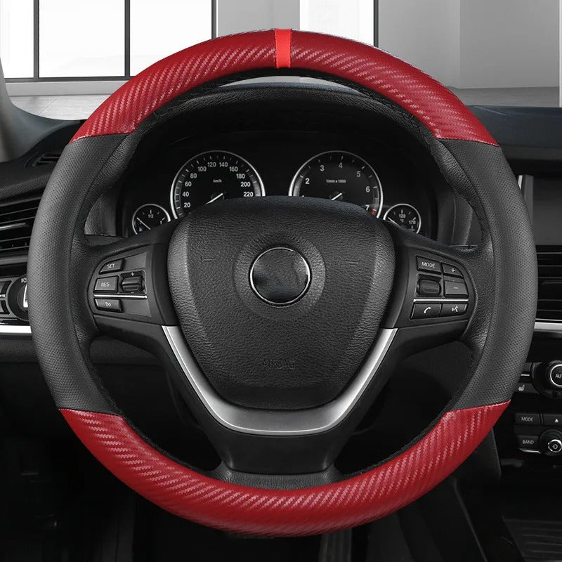 Microfiber Leather Steering Wheel Cover – Anti-Slip, Universal 14.5–15 Inch (37–38cm)
